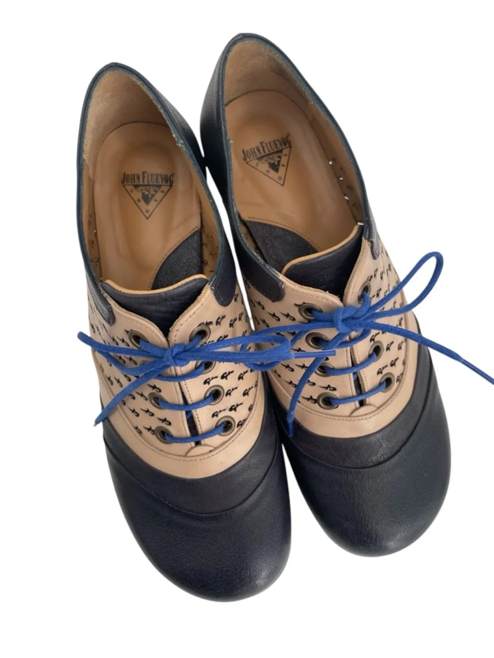 John Fluevog Hopes Promise Blue Cream Size 8 Coquette - Picture 4 of 15